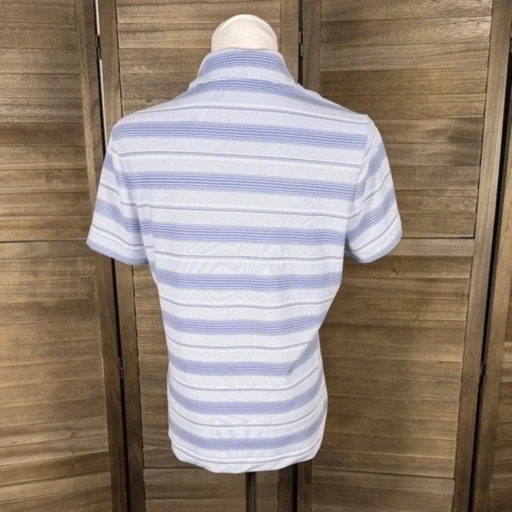 Nike Golf Womens Blue Striped Short Sleeve FIT DRY Polo Shirt Large‎ L 12-14